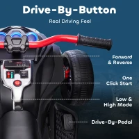 AIYAPLAY 12V Kids Electric Ride On Car with 3 Wheeler, MP3 Player, Horn, 2 Speeds, LED Lights for Boys & Girls Ages 3-8, Black(m-5)