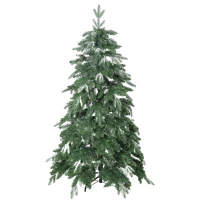 HOMCOM Árvore de Natal Artificial 150 cm Ramos Realistas com Efeito Neve Árvore de Natal com Suporte em Aço Base Dobrável Verde(m-7)