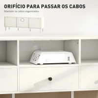 HOMCOM Móvel de TV Moderno com 3 Compartimentos Abertos 3 Gavetas para Televisão de 45/55/65 Polegadas 120x34x45 cm Branco(m-5)