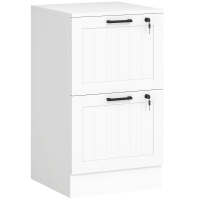 HOMCOM Mueble Archivador con 2 Cajones Cajonera para Escritorio con Cerraduras Rieles Colgantes Ajustables para A4 Blanco
