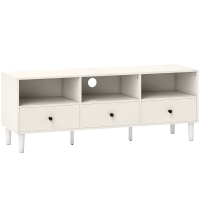 HOMCOM Móvel de TV Moderno com 3 Compartimentos Abertos 3 Gavetas para Televisão de 45/55/65 Polegadas 120x34x45 cm Branco