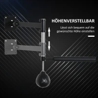 HOMCOM Boxgestell, mit Speedball, drehbarer Reflexstange, höhenverstellbar, klappbar, Stahl, 79 x 72 x 20cm(m-6)
