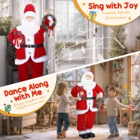 HOMCOM Singing and Dancing Santa Claus with Gift and Wreath(m-4)