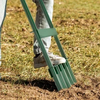 Outsunny Arejador de Relva com com 5 Espigões Arejador de Relva Manual com Cabo Antiderrapante para Jardim e Cuidado do(m-8)