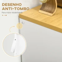 HOMCOM Cómoda Moderna com 3 Gavetas de Madeira para Dormitório Carga Máxima 40 kg 70x37x75 cm Branco e Madeira(m-6)