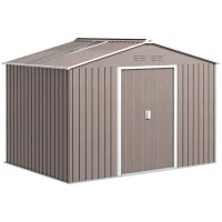 Outsunny Abrigo de Jardim 277x195x192 cm  Metálico para Armazenamento de Ferramentas Cinzento(m-1)