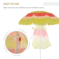 Outsunny 1.6m Patio Garden Hawaii Beach Sun Umbrella Sunshade Hawaiian Folding Tilting Crank Parasol (Multicolour)(m-7)