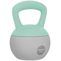 SPORTNOW Kettlebell 12 kg mit rutschfestem Griff für Fitness, Krafttraining und Cardio, 21 x 21 x 30 cm, grau und grün(m-1)