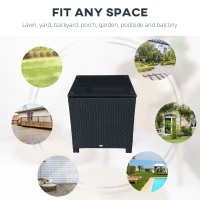 OutsunnyOutsunny Rattan Garden Furniture Side Table Patio Frame Tempered Glass New -Black(m-6)