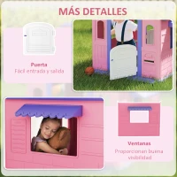 AIYAPLAY Casita Infantil Exterior e Interior 3 en 1 con Lanzamiento de Aros Baloncesto para Niños de 2-5 Años Rosa y Morado(m-6)