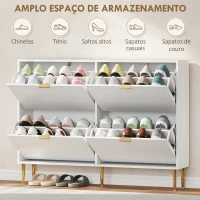 HOMCOM Sapateira Estreita Sapateira para Entrada com Prateleiras Ajustáveis para 20 Pares de Sapatos 105x24x91,5 cm Branco(m-5)