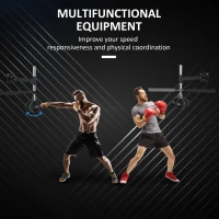 HOMCOM Sac de Viteză de Perete pentru Box și MMA cu Înălțime Reglabilă cu Bară, Pera de Box din Oțel și PU, 79x72x20 cm, Negru(m-4)