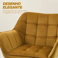 HOMCOM Poltrona Moderna Poltrona de Leitura Estofada em Veludo com Assento Amplo Pés em Madeira  67x61,5x71 cm Amarelo(m-5)