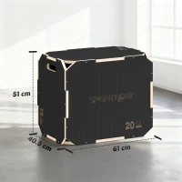 SPORTNOW 3-in-1 Wooden Plyo Box with 3 Different Heights, Handles, No Sharp Corners, Jump Training, 61x51x40.5 cm(m-3)