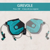 DURHAND Avvolgitubo Automatico a Parete con 7 Modalità di Irrigazione, in Plastica, 44x22.5x41 cm, Nero e Verde(m-6)