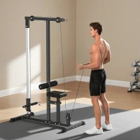 HOMCOM Máquina de Musculación Estación de Entrenamiento para Jalón al Pecho con Polea y Asiento Regulable para Entrenamiento en Gimnasio Hogar Oficina Carga Máx. 100 kg 107x120x190 cm Negro(m-2)