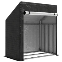 Outsunny Leñero Exterior en Acero Reforzado con Cubierta Impermeable, 100x60x110 cm, Negro(m-1)