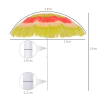 Outsunny 1.6m Patio Garden Hawaii Beach Sun Umbrella Sunshade Hawaiian Folding Tilting Crank Parasol (Multicolour)(m-3)