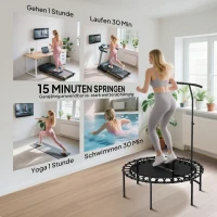 SPORTNOW Rebounder-trampoline, 5-traps verstelbare handgreep, workout-trampoline, Zwart(m-7)