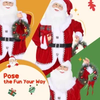 HOMCOM Singing and Dancing Santa Claus with Gift and Wreath(m-6)