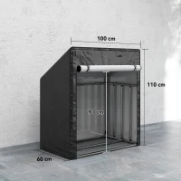 Outsunny Leñero Exterior en Acero Reforzado con Cubierta Impermeable, 100x60x110 cm, Negro(m-3)