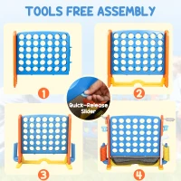 AIYAPLAY 4-in-1 Game Set, Connect Four, Height-Adjustable, Mesh Bag, Plastic, Colorful(m-4)