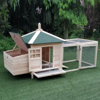 PawHut Pollaio da Giardino Prefabbricato in Legno 196x76x97cm, Color Legno(m-8)