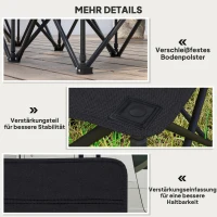 Outsunny Campingbank Faltbank Gartenbank Klappbank Bank Camping 6-Sitzer mit Tragetasche, Oxford+Metall, Schwarz/Blau, 279x48x80cm (Schwarz)(m-7)
