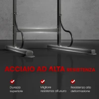 HOMCOM Barra per Trazioni Power Tower Stazione Fitness Multifunzione con Altezza Regolabile 171-219cm Nero Rosso(m-6)