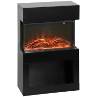 HOMCOM Elektrischer Kamin mit buntem 3D-Flammeneffekt, 1000W/2000W mit einstellbarer Temperatur und Fernbedienung, Schwarz(m-1)