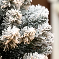 HOMCOM Mini sztuczna choinka 60 cm, pokryta śniegiem, 72 gałązki, 6 szyszek, podstawa z cementu(m-9)