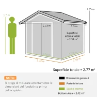 Outsunny Casetta da Giardino Porta Utensili in Lamiera con Porte Scorrevoli, 213x130x185cm, Giallo(m-3)