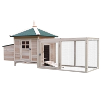 PawHut Gabbia per galline 196cm x 76cm x 97cm Color Legno