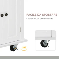 HOMCOM Carrello da Cucina con 2 Cassetti e 2 Armadietti, Isola da Cucina con Piano in Legno, Portaspezie e Porta Canovacci, Bianco(m-7)