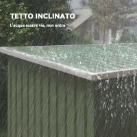 Outsunny Casetta da Giardino Porta Utensili in Lamiera di Acciaio con Fondazione, Capanno da Giardino in Acciaio con Porte Scorrevoli, 280x130x172cm, Verde Chiaro(m-7)