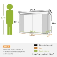 Outsunny Casetta da Giardino in Lamiera di Acciaio con Doppia Porta, 147x86x134cm, Nero e Bianco(m-3)