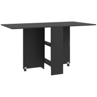 HOMCOM Tavolo Pieghevole in Legno per 4-6 Persone con Ruote, 75x140x74cm, Nero(m-1)