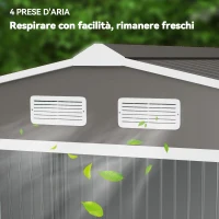 Outsunny Casetta da Giardino con Doppie Porte Scorrevoli in Lamiera di Acciaio, Capanno da Giardino in Acciaio, 277x195x192cm, Grigia(m-8)