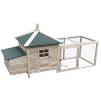 PawHut Pollaio da Giardino Prefabbricato in Legno 196x76x97cm, Color Legno(m-10)