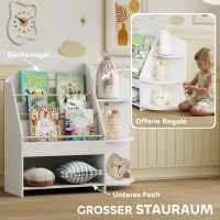 AIYAPLAY Regał dziecięcy z 7 półkami na książki i zabawki, zaokrąglone krawędzie, udźwig 40 kg, Biały(m-4)