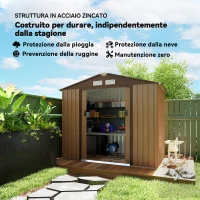 Outsunny Casetta da Giardino Porta Utensili in Lamiera con Porte Scorrevoli, 213x130x185cm, Giallo(m-4)