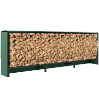Outsunny Firewood Rack with Waterproof Cover, Heavy Duty Metal Log Store Indoors, Log Storage Holder for Outdoor Indoor Fireplace, 300 x 36 x 99 cm, Dark Green(m-10)
