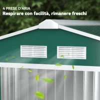 Outsunny Casetta da Giardino Porta Utensili in Lamiera con Porte Scorrevoli, 213x130x185cm, Verde(m-8)