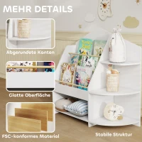 AIYAPLAY Regał dziecięcy z 7 półkami na książki i zabawki, zaokrąglone krawędzie, udźwig 40 kg, Biały(m-6)