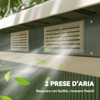 Outsunny Casetta da Giardino Porta Utensili in Lamiera di Acciaio con Fondazione, Capanno da Giardino in Acciaio con Porte Scorrevoli, 280x130x172cm, Verde Chiaro(m-8)