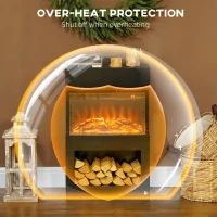 HOMCOM Elektrischer Kamin mit buntem 3D-Flammeneffekt, 1000W/2000W mit einstellbarer Temperatur und Fernbedienung, Schwarz(m-5)