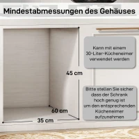 HOMCOM Wysuwany kosz na śmieci, kuchenny pojemnik na odpady z 2 wyjmowanymi kubełkami, uchwyt, 30 litrów (20 l+10 l), metal, szary(m-6)