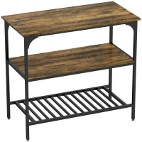 HOMCOM Baker's rack, 3-tier kitchen rack with steel frame, Rustic Brown+Black(m-1)