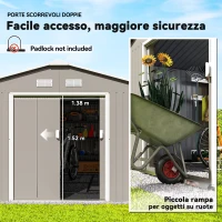Outsunny Casetta da Giardino con Porte Scorrevoli e Tetto Inclinato, in Acciaio, 340x386x200 cm, Grigio(m-5)