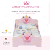 HOMCOM Letto per Bambini con Bordi Rialzati e 6 Gambe in Legno per Cameretta, Lettino per Bimbi da 3-6 Anni, 143x73x60cm, Rosa(m-6)
